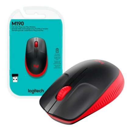 Mouse inalámbrico Logitech M190 Rojo y negro