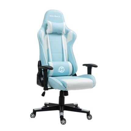 Silla gamer Solarmax SXGC-5001-CL Celeste y blanco