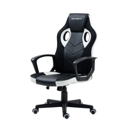 Silla gamer Solarmax SXGC-6001-WH Negra y blanca