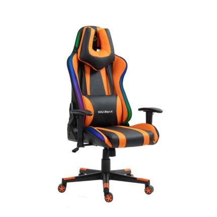 Silla gamer Solarmax SXGC-7025-OR Negra y naranja RGB