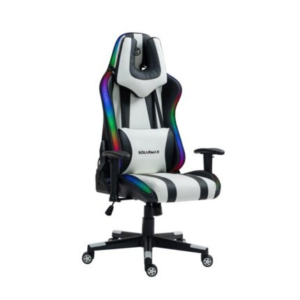 Silla gamer Solarmax SXGC-7025-WH Negra y blanca RGB