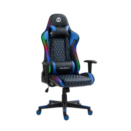 Silla gamer Solarmax SXGC-7086-BL Negra y azul RGB