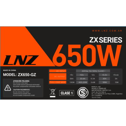 Fuente LNZ PX650-GZ 650w